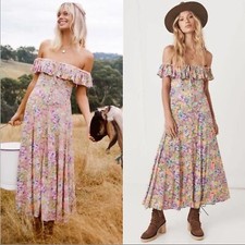 Spell And The Gypsy Dolly Off the Shoulder Ruffled Floral Pink Dress XS