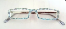 BLING READERS  READING GLASSES MADE WITH AQUA AB  CRYSTALS FREE SHIPPING