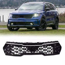Front Bumper Upper Grille Grill Chrome Trim For 2021 2022 2023 Kia Sorento Black