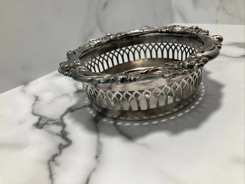 Botella de vino vintage Lunt plateada posavasos elocuencia floral 5,5" sin corcho Foto 3 de 4