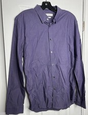 Calvin Klein Slim Fit Button Up Men  s Shirt Size Large Purple Long Sleeve