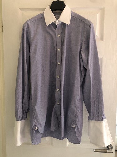 Turnbull & Asser Striped Dress Shirt French Cuff Made in England Men's Size 16 - Picture 2 of 8