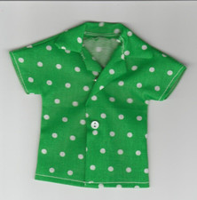 Homemade Doll Clothes-Green With White Dots Print Shirt fits Ken Doll B7