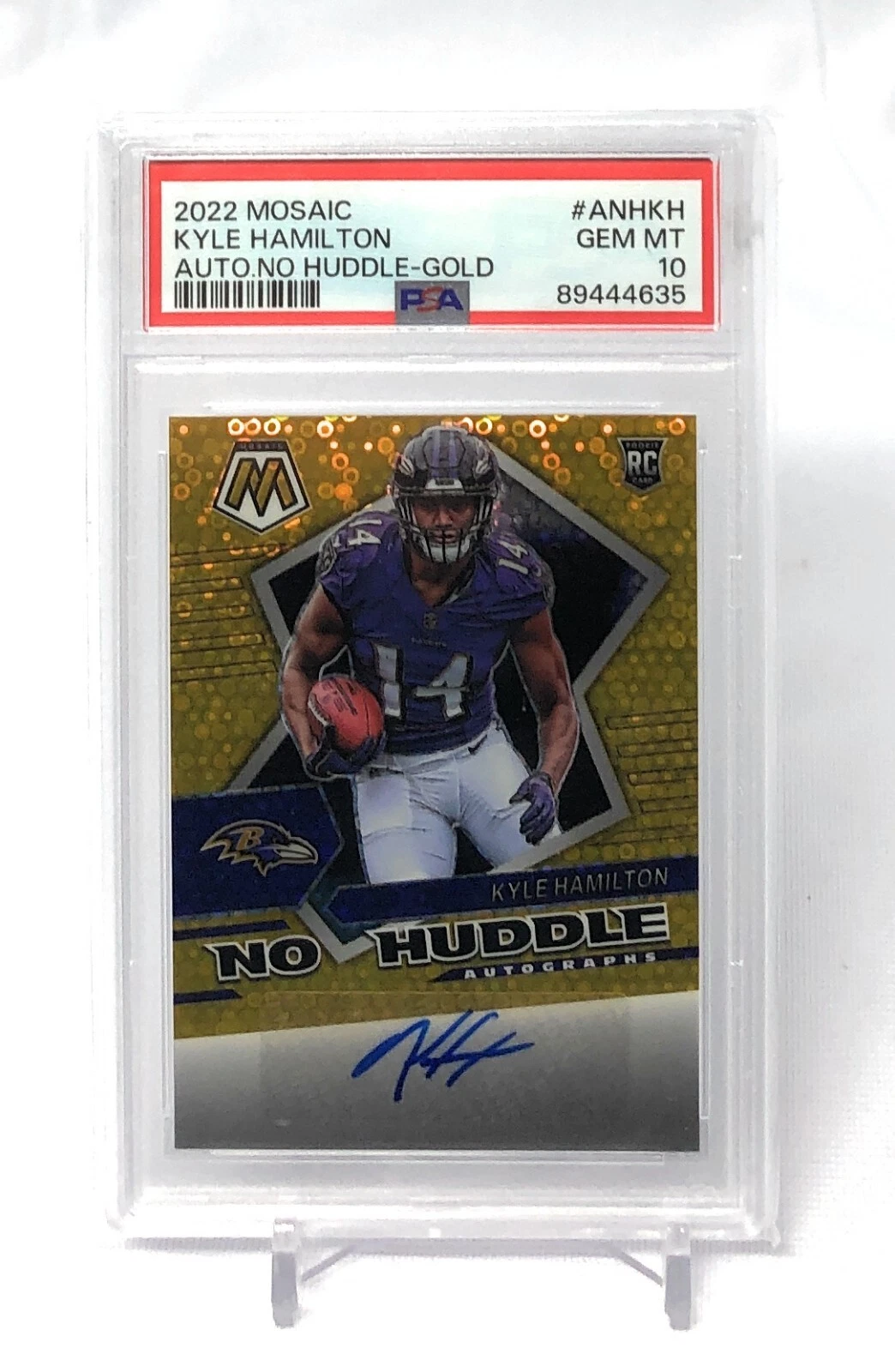 Kyle Hamilton Panini Mosaic Autographs No Huddle #ANHKH Gold