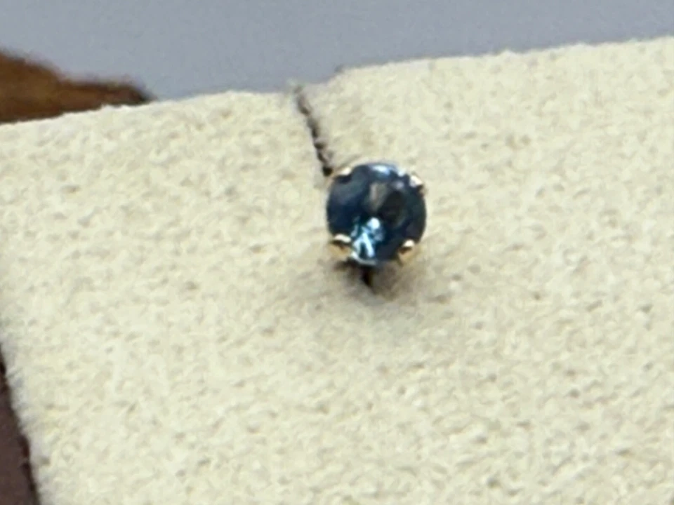 Dainty 10K Solid Gold Blue Diamond Stud Earrings 2.9 mm--980.25 - Image 2 of 4