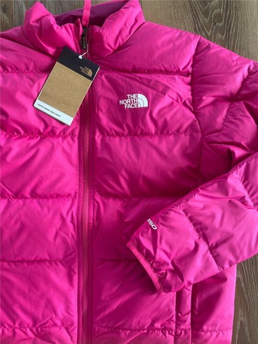 The North Face Girls Reversible Andes 550 Down Puffer Jacket L Cabaret Pink Coat - Picture 2 of 5