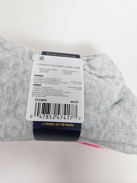 POLO RALPH LAUREN Women's 3Pk. Big Polo Crew Socks, Thick socks, size