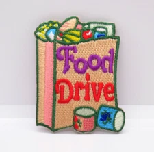 Food Drive Patch Iron On Embroidered Community Service Girl Scout Badge