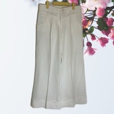 Stella McCartney White Wide Leg Cuffed Woven Trousers IT 40 US 4/6