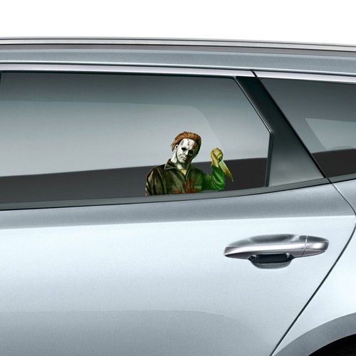Autocollant de fenêtre murale Michael Myers Peeking voiture Halloween horreur cadeau - Photo 2 sur 2