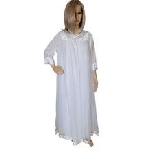 Vtg Gossard Artemis Double Chiffon Bridal Peignoir Set Satin Trim Sz M