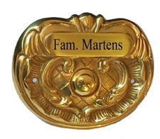 Messing pol.+brüniert-Türklingel-Klingel-95 x 80 mm-Klingelplatte-Klingel-Schild