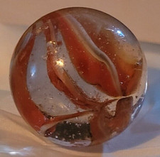 Vintage Shooting Marble Clear Brownish Blood Swirling Collectible Nice
