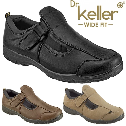 DR KELLER MENS WIDE FIT SANDALS LIGHTWEIGHT SUMMER CLOSED TOE CASUAL SMART SHOES