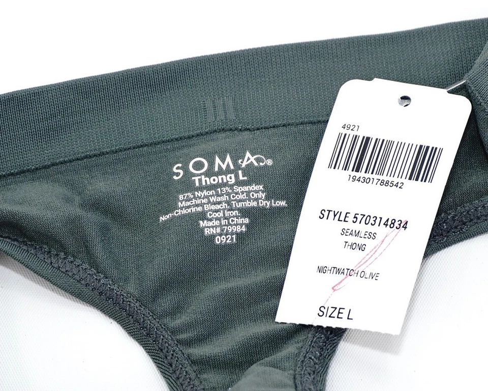 Soma Intimates Seamless Thong ~Nightwatch Olive~ Size: L [New With Tags] - Image 3 of 3