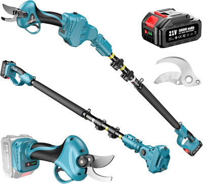 2-In-1 Electric Pruning Shears with Pole, 15Ft Reach, 1.2'' Cutting Diameter, 21V