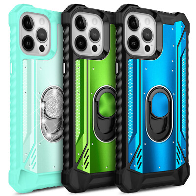 Case For iPhone 12 Pro Max 12 Mini, Ring Kickstand Phone Cover w/ Tempered Glass
