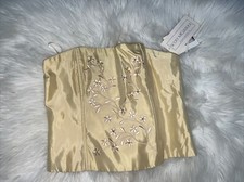 Jessica Mcclintock millenium 2000 strapless Yellow Floral Rhinestone Corset Top