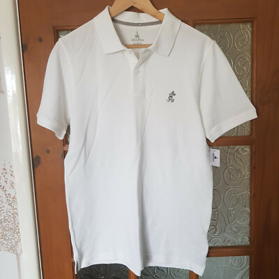 Walt Disney Parks besticktes Poloshirt Mickey Mouse weiß neu mit Etikett Größe Small