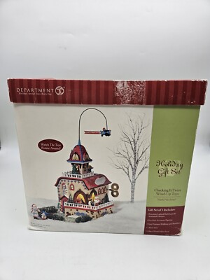 READ!! Department 56 North Pole Checking It Twice Wind Up Toys 2003 Holiday SET