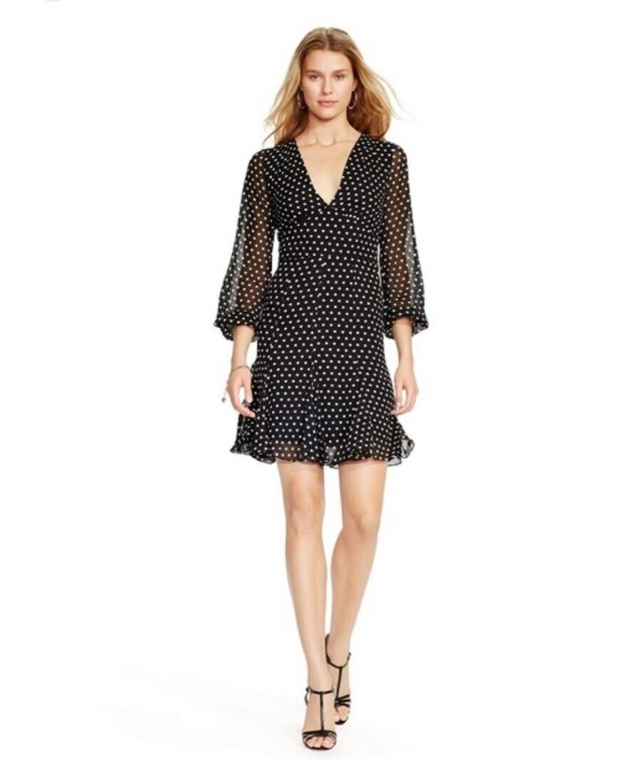 POLO RALPH LAUREN 100% Silk Polka dot chiffon Dress Women POLO RALPH LAUREN 100% Silk Polka dot chiffon Dress Women