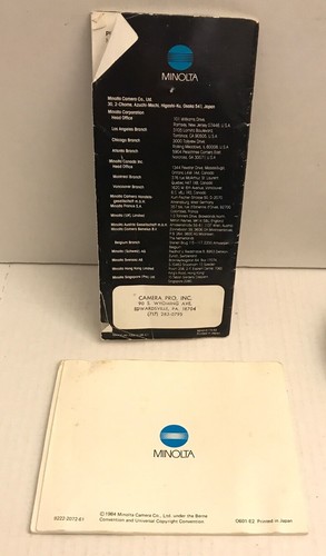 35mm camera Minolta Maxxum 7000 instruction manual brochure 1980's - Picture 3 of 3