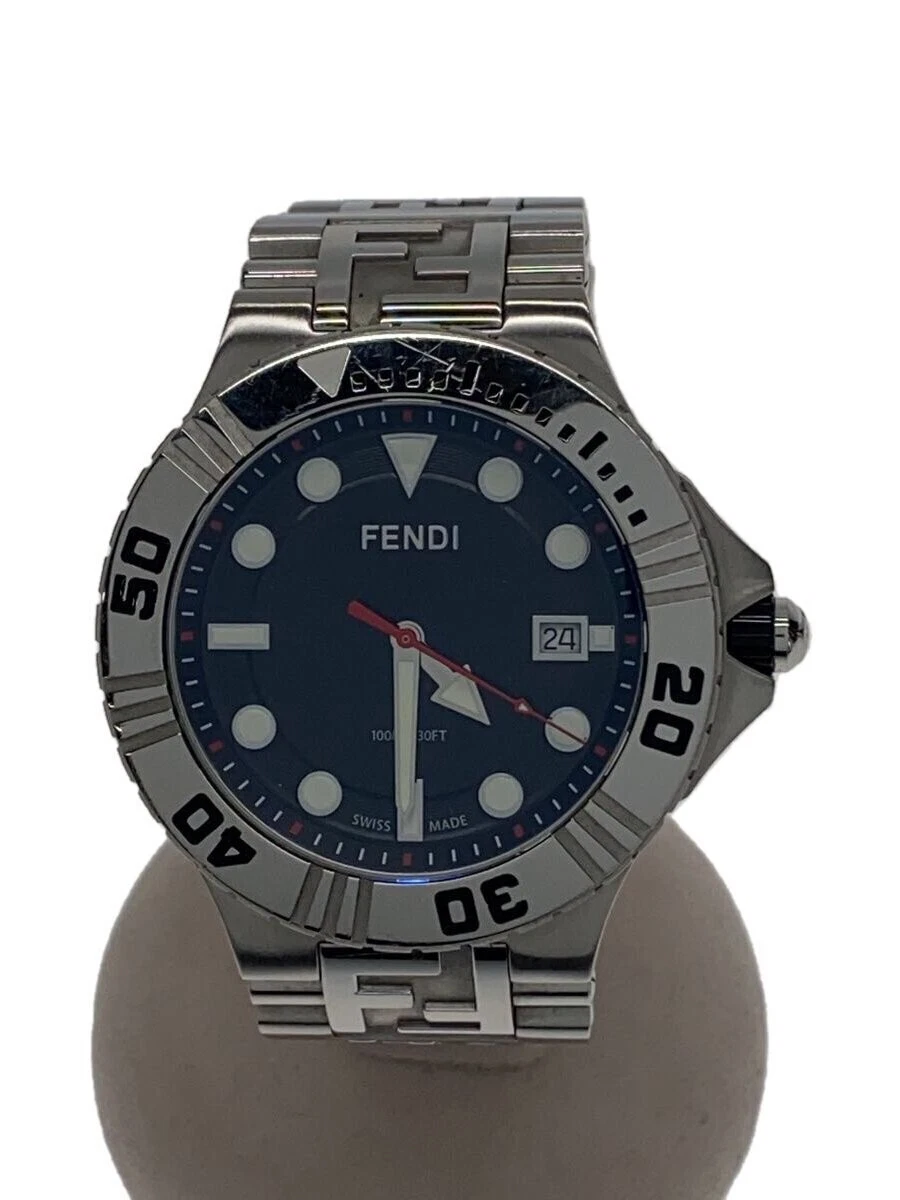 Orologio Uomo FENDI 108 Quarzo Nero Argento Acciaio Inox Cristallo Zaffiro