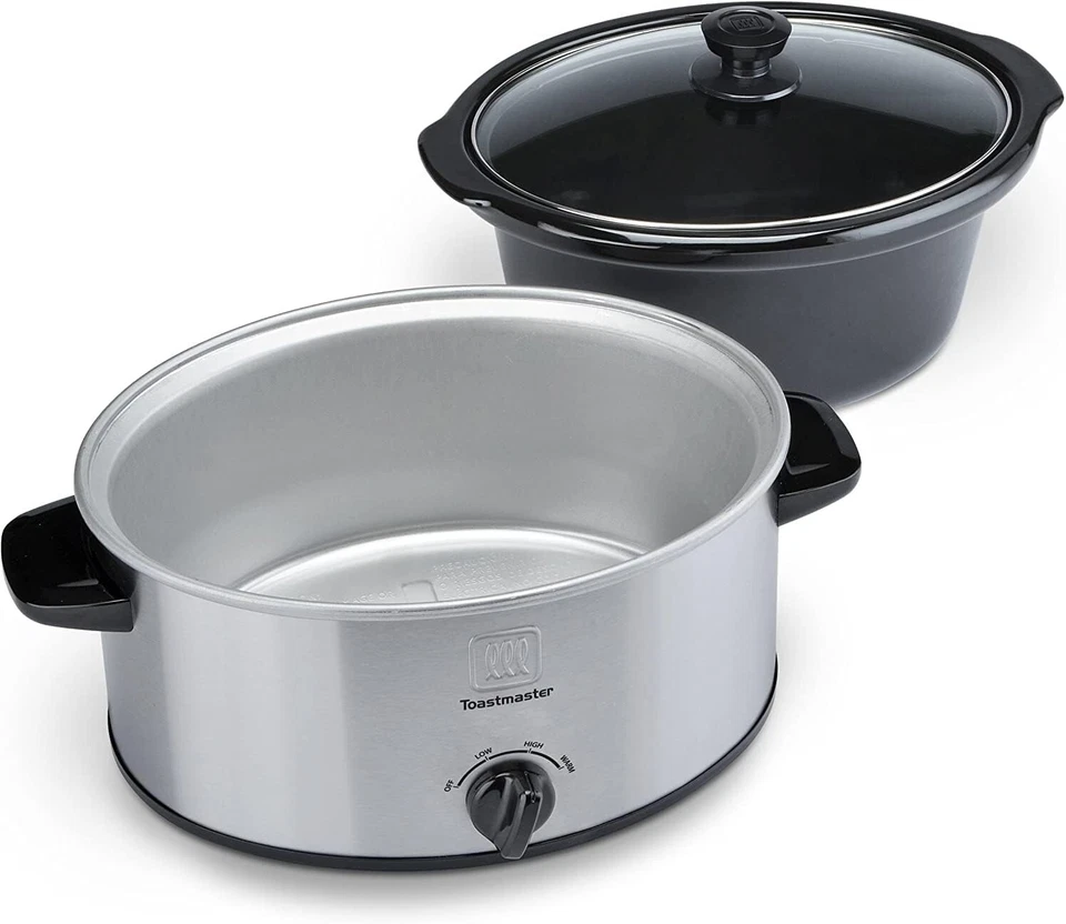 Olla de cocción lenta Toastmaster de acero inoxidable de 7 qt con gres extraíble TM-701SC Foto 2 de 4