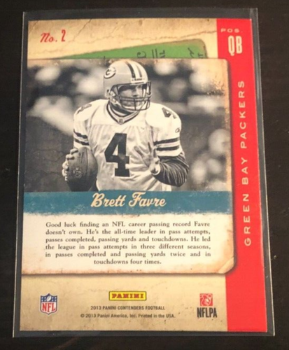 2013 Panini Contenders BRETT FAVRE Legendary Contenders #2 Packers - Picture 2 of 2