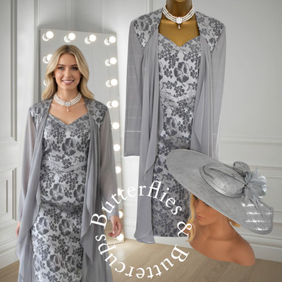 Veromia Größe 18 Kleid und Sakko Hatinator Brautmutter Outfit Anzug