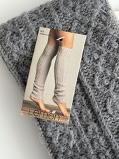 Anthro/Lemon Super Soft Leg Warmers Gray Tulle Cable Tall Knit Cozy Long 39