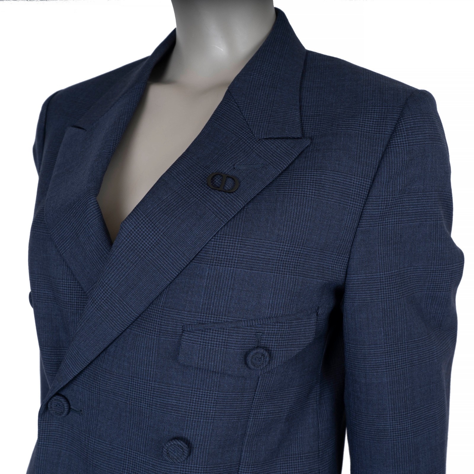 73890 auth DIOR HOMME navy blue wool 2021 PRINCE OF WALES Blazer Jacket 46 S image 5