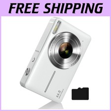 White Kids Camera, 16X Zoom, Anti Shake, Gift for Boys Girls