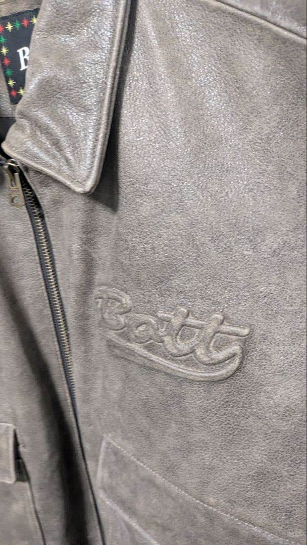 BoTT Script Logo Cracked Leather Jacket - image 3