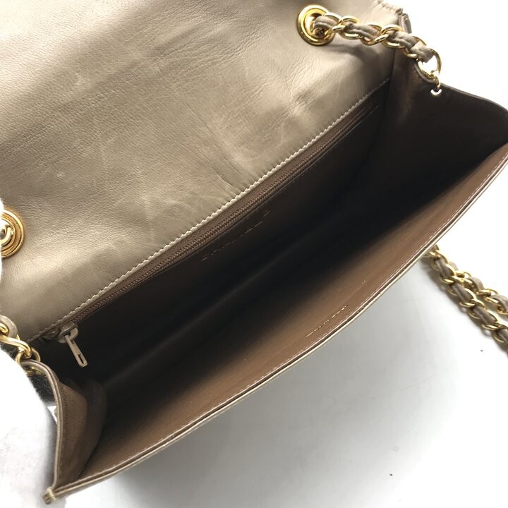CHANEL Coco Mark Matelasse Lambskin Vintage Chain Shoulder Bag Gray Leather image 9