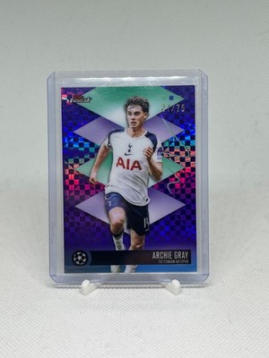 2025-26 Topps Finest UEFA Archie Gray Purple Checkerboard /75 Tottenham #519
