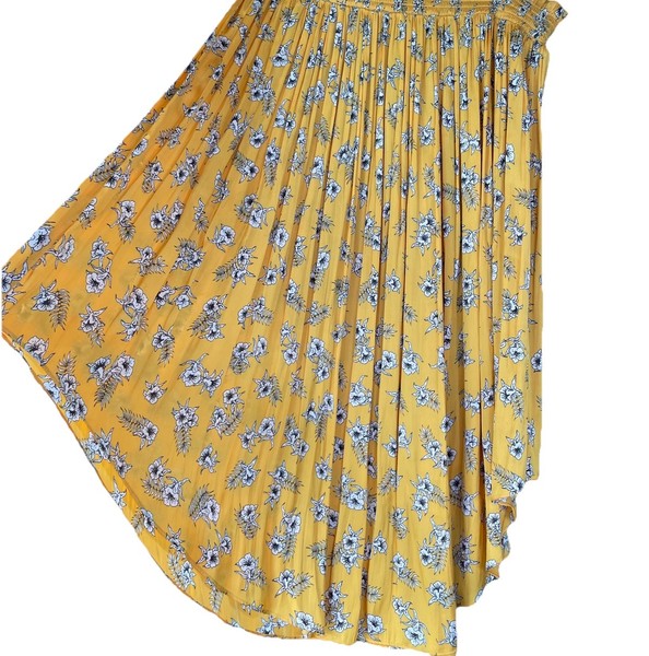 Country Road Size M Yellow Floral Asymmetrical Midi Skirt Elastic Waist