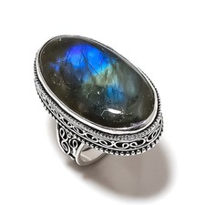 Labradorite Gemstone 925 Sterling Silver Gift Jewelry Ring Size 8 L866