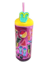 COOL GEAR NOVELTY FLIP FLOPS - DOUBLE WALL DRINK BOTTLE WITH STRAW - 473ML