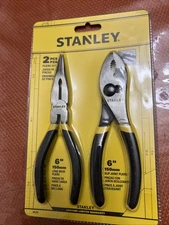 Stanley Tools Pliers 2 Piece 6" Set Slip Joint Needle Long Nose 84-212 Christmas