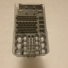 The Battery Organizer Grey Plastic Battery Storage Case with Latch Lid