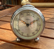 Diehl Uhr Wecker Rot Dunkelrot Silber Vintage Retro Gehäuse gut Uhrwerk kaputt