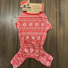 Medium Red White Christmas Snowflakes Hearts Dog Pajamas Clothes Winter NWT