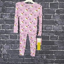 Hello Kitty 3T Pink Web Bat Star Halloween Pajamas Spider