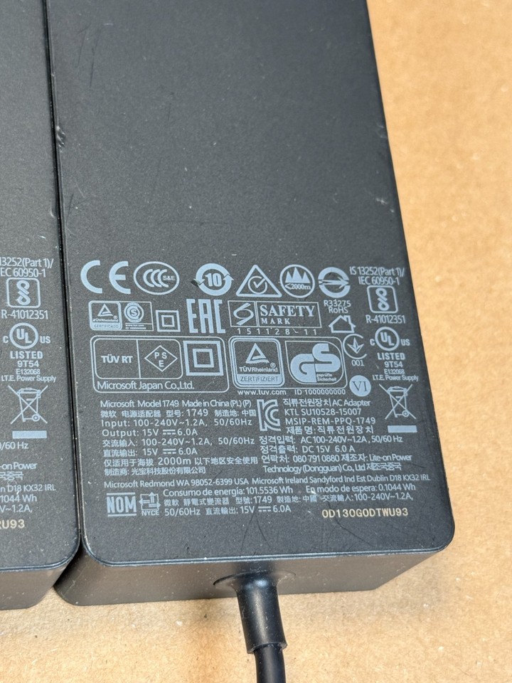 Lot of 7 Genuine Microsoft AC Adapter 90W Model 1749 15V 6A for Surface