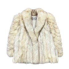 90s SAGA FOX Blue Fox Fur Coat Jacket Real Fur Finland Origin Size 13 XL