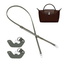 Purse Straps Replacement, 0.39" Leather Strap, Green, Silver Buckle 