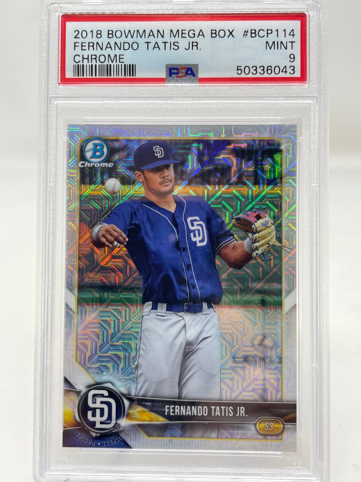 2018 Bowman Mega Box #BCP114 Fernando Tatis jr Chrome PSA 9 view 3