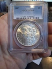 1887 MORGAN SILVER DOLLAR S$1 PCGS MS 64 Certified Coin