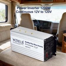 Power Inverter 1200W DC to AC Converter 12V to 120V Car Truck Motor Solar Home